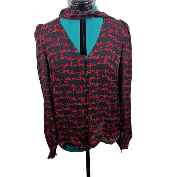 Milly L’amour Black and Red Women's Top- size 10 - Picture 1 of 9